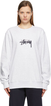 Stussy Grey Embroidered Stock Sweatshirt