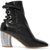 Thumbnail for your product : Proenza Schouler Lace-up Glossed Textured-leather Ankle Boots