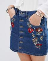 Thumbnail for your product : Daisy Street Embroidered Denim Skirt