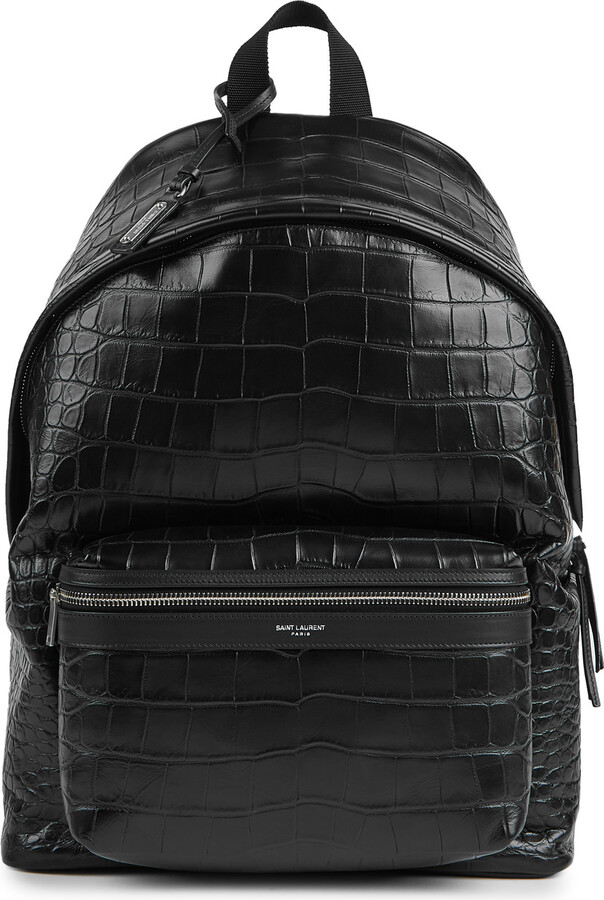 Saint Laurent City Crocodile-effect Leather Backpack