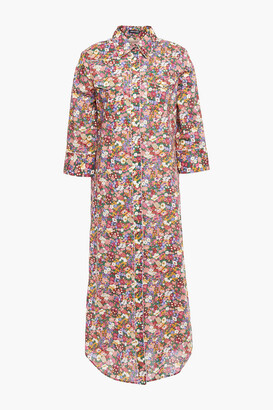 R 13 Floral-print Cotton-poplin Midi Shirt Dress