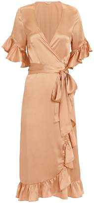 Nightcap Clothing Silk Ruffle Wrap Dress
