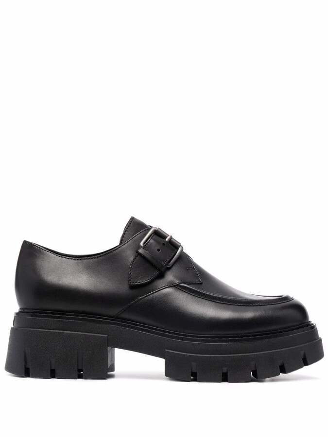 AMI Leather Ridged-sole Derby Shoes in Black Womens Shoes Flats and flat shoes Lace Up shoes and boots 