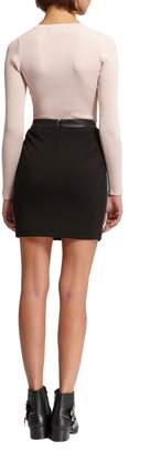 Morgan Faux Leather and Knit Mini Skirt