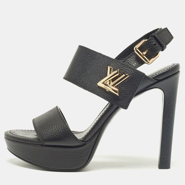 Louis Vuitton Brown/Black Monogram Canvas and Leather Laureate Platform  Sandals Size 36.5 Louis Vuitton