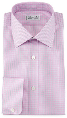 Charvet Check Barrel-Cuff Dress Shirt, Pink/Blue