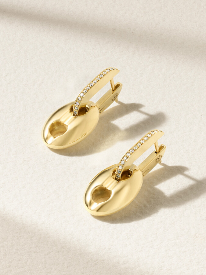 Jenna Blake - Mini Gold Mariner Link 18-karat Gold Diamond Earrings - One size