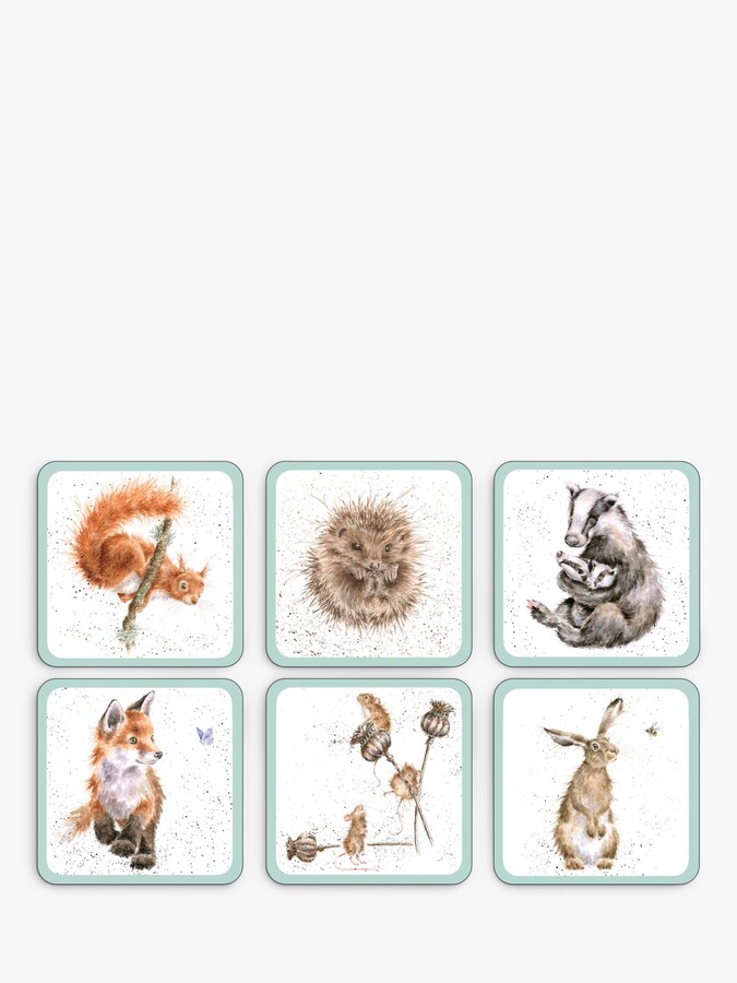 Wrendale Designs CorkBacked Woodland Friends Coasters, Set of 6, White/Multi ShopStyle