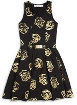 Thumbnail for your product : Flowers by Zoe Girl's Gold Rose-Print Knit Dress