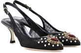 Dolce & Gabbana Embellished leather slingback pumps