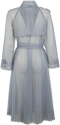 RED Valentino Double Breasted Pleated Long See-through Trench Dress