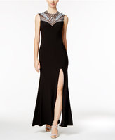 Thumbnail for your product : Betsy & Adam Geo-Embellished Open-Back Gown