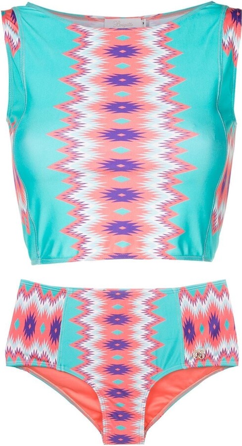 BRIGITTE Geometric-Print Bikini Set - ShopStyle Two Piece Swimsuits