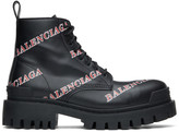 Thumbnail for your product : Balenciaga Black and Red Allover Logo Strike Boots