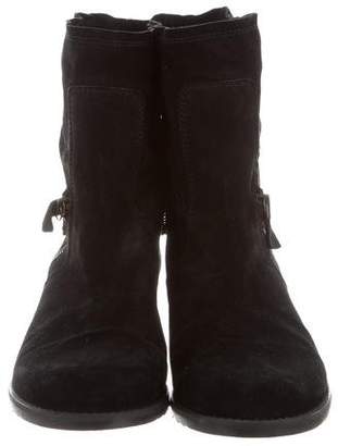Stuart Weitzman Suede Round-Toe Ankle Boots
