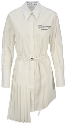 Off-White Pleated Shirt Dress