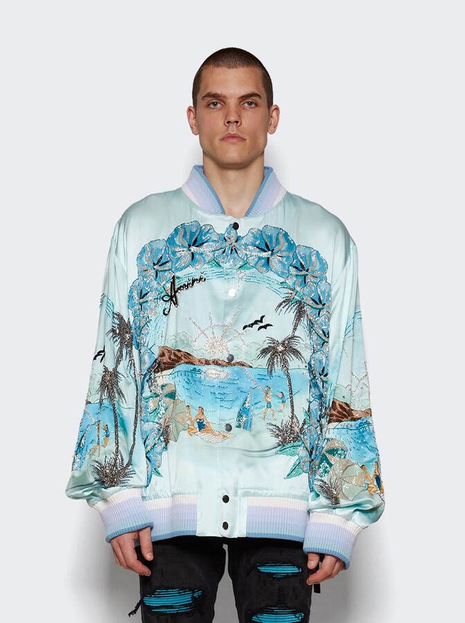 Amiri Resort Club Embellished Bomber Cerulean