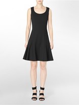 Thumbnail for your product : Calvin Klein Textured Ponte Knit Fit + Flare Sleeveless Dress