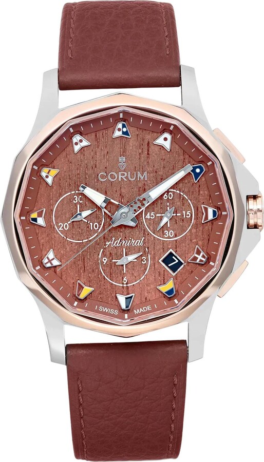 Corum Admiral's Cup Legend 18k Rose Gold Steel Brown Dial Watch A984/03598
