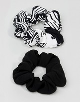 Thumbnail for your product : Asos Made In Kenya Pack Of 2 Print And Plain Scrunchies