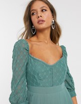 Thumbnail for your product : Little Mistress lace dress with sweetheart neckline in nile blue