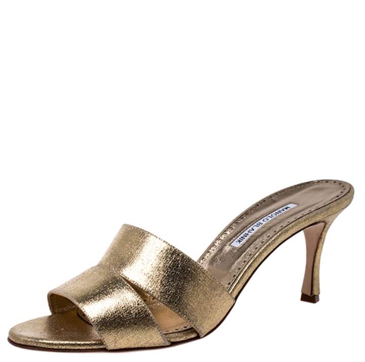 manolo blahnik gold sandals