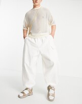 Thumbnail for your product : ASOS DESIGN pants with elasticated waist and cargo pocket in white