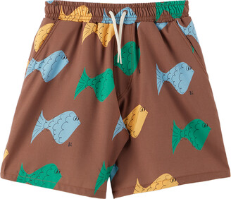 Bobo Choses Kids Brown Fish Swim Shorts