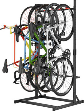 Arlmont & Co. 400LBS Floor Bike Rack Garage Free Standing with 5 Hooks Bike Hangers for Garage Indoor Use for 5 Bicycles Vertical Bike Stand Bicycle Storage