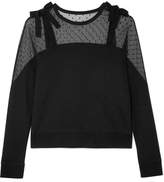 REDValentino - Stretch-cotton Terry And Swiss-dot Tulle Top - Black