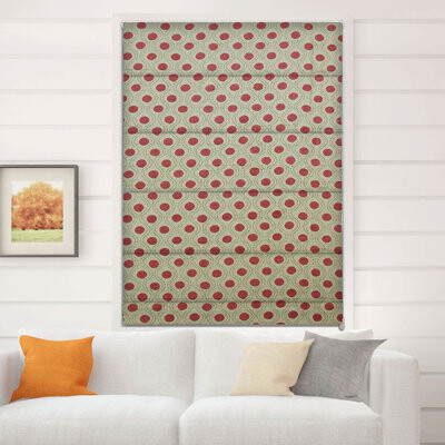 Latitude Run Red 100% Blackout Floral Thick Linen Roman Shade or Corded Blinds for Window Treatments and Living or Bed Room French Doors Fabric for Room Darkeni