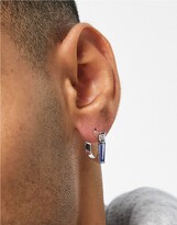 Thumbnail for your product : ASOS DESIGN hoop earrings with faux crystals in light blue