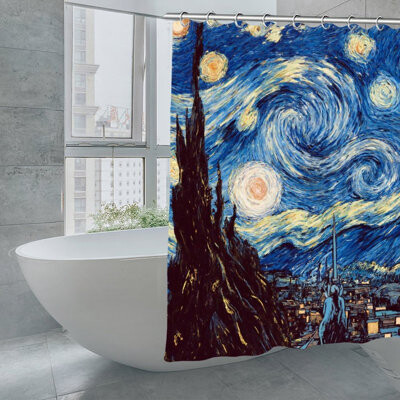 East Urban Home Van Gogh Starry Sky Town Shower Curtains, 71X71