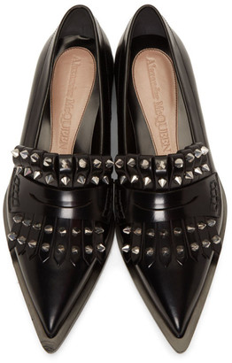Alexander McQueen Black Leather Studded Loafers