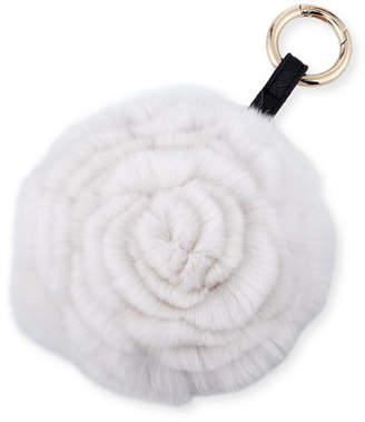 Adrienne Landau Spiral Rabbit Fur Rosette Pompom Bag Charm