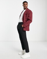 Thumbnail for your product : Mennace double breasted blazer in burgundy pinstripe