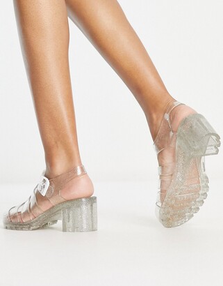London Rebel jelly heeled shoes in clear