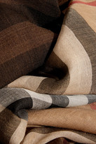 Thumbnail for your product : Burberry Checked Wool And Silk Blend Scarf - Camel
