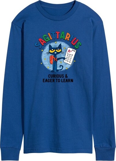 Pete The Cat Men'sPetetheCatSagittariusLongSleeveGraphicT-Shirt-RoyalBlue-Large