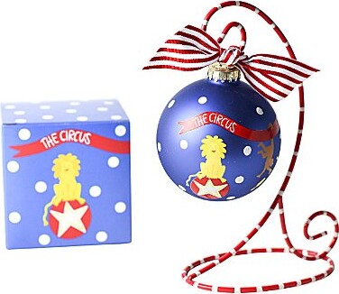 Coton Colors Circus Glass Ornament with Red and White Swirl Stand Set