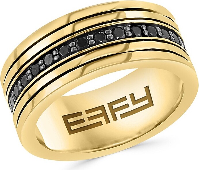 Effy 14K Goldplated Sterling Silver & Black Spinel Band Ring