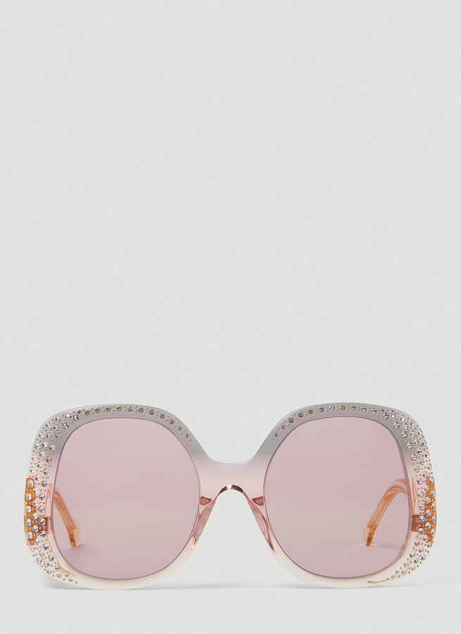 Gucci Eyewear Oversized Square Sunglasses With Crystals - Farfetch
