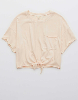 aerie OFFLINE Tie Front Cropped T-Shirt