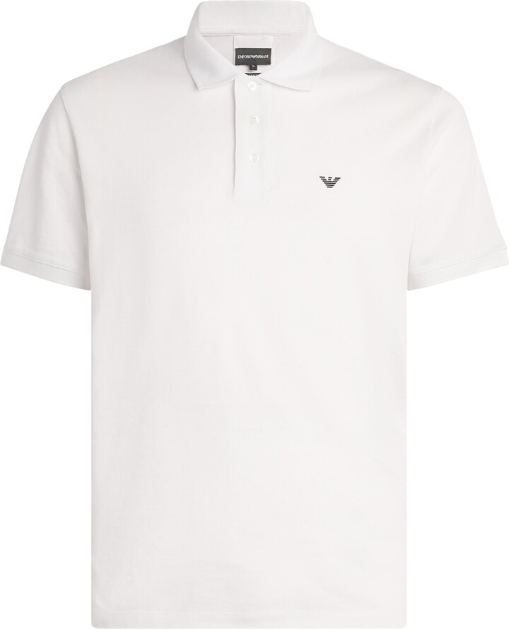 Emporio Armani Cotton-Blend Contrast-Logo Polo Shirt