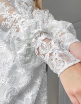 Thumbnail for your product : ASOS LUXE Curve high neck long sleeve mini dress with embroidered sequins in white