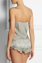 Thumbnail for your product : Carine Gilson Lace-trimmed silk-satin shorts