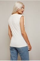 Thumbnail for your product : Little Mistress Etta White Knotted Tshirt With Shoulder Pads T With Knotted Side