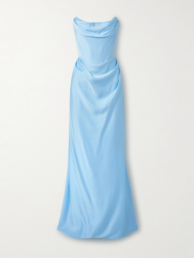 Vivienne Westwood Galaxy Strapless Gathered Satin-crepe Gown - Blue