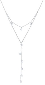 Unwritten Crystal Novelty Layered 22" Y-Necklace in Sterling Silver
