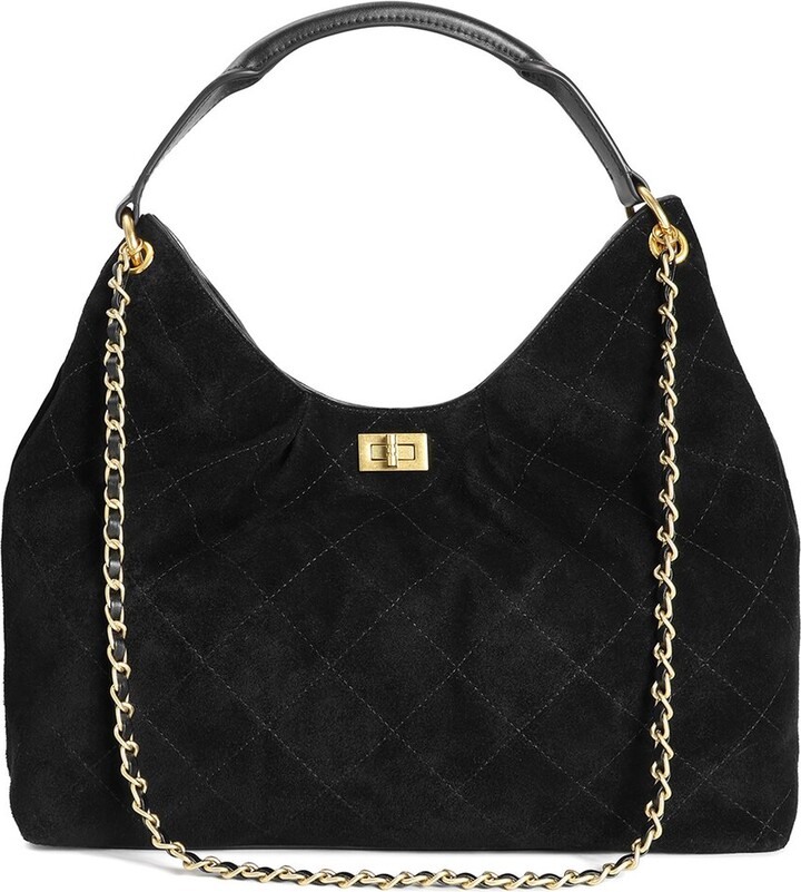 Tiffany & Fred Paris Quilted Suede Hobo Bag